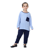 Long Sleeve Pure Color Islamic Clothing 2 Pieces Set Muslims Kids Harlan Pants Shirt