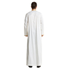 Jubba Adults Stand Collar Embroidered Cotton Black Long Sleeve Solid Muslim Islamic Clothing Men Thobe