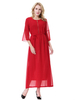 Modest MiddleEastern Crew Neck Zippered Breathable Long Sleeve Muslim Islamic Women Abaya Dress Clothing