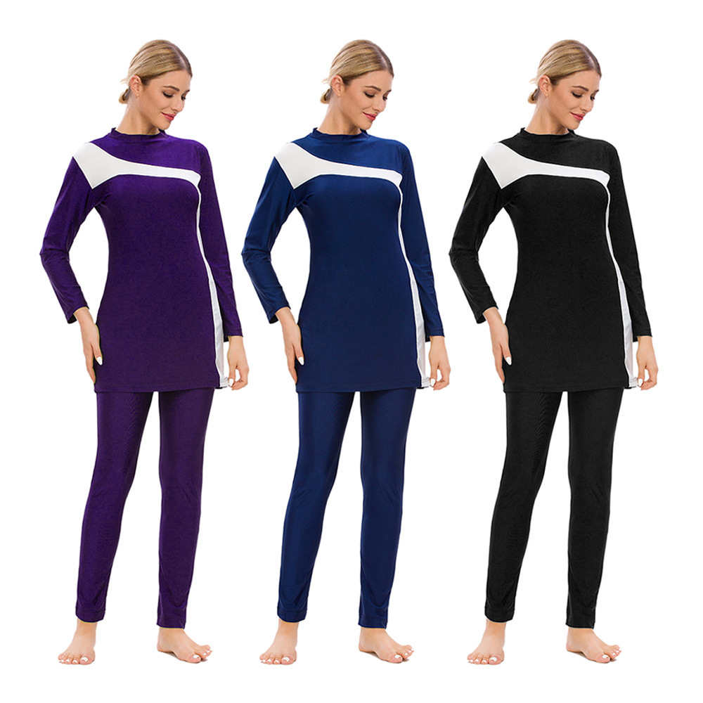 SIPO Swimsuit Large Size Color Matching Three-piece Conservative Beach Suit