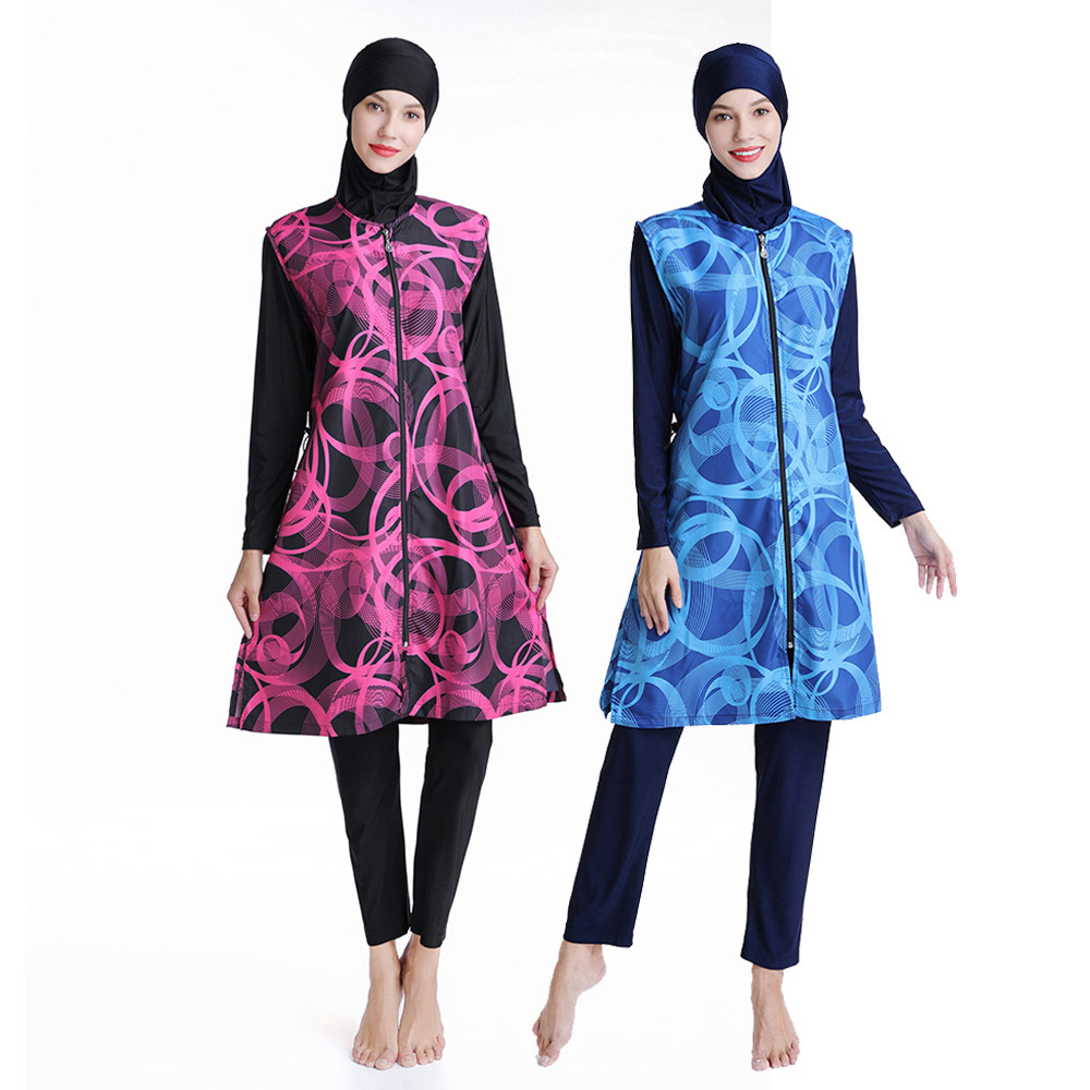 SIPO Digital Printed Swimsuit Waistcoat Loose Long Sleeve Skinny Beach Suit