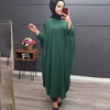 FREE SHIPPING Dubai Pure Color Prayer Dress Long Sleeve Islamic Clothing Maxi Dresses Muslim Women Kaftan With Sequins