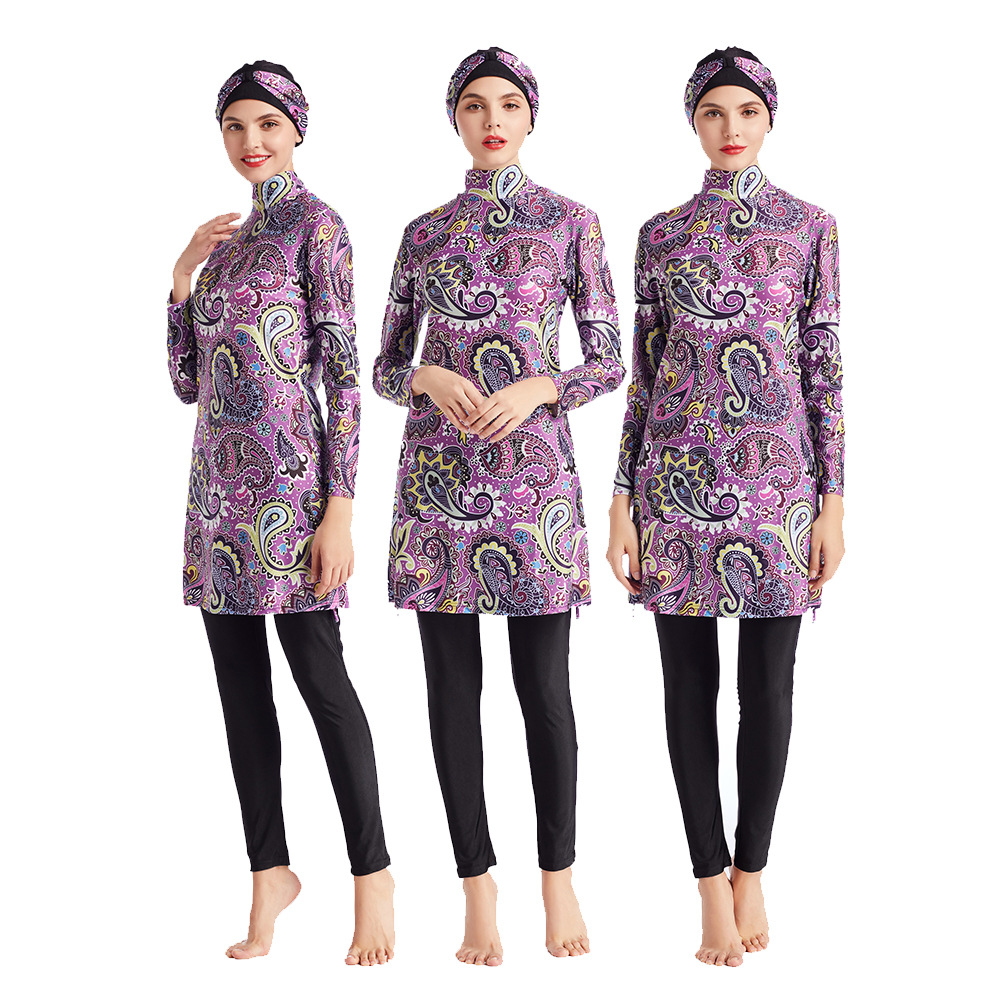 SIPO Digital Printed Swimsuit Women's Conservative Swimwear Three-piece Fashion Ladies