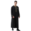 Printed Crew Neck Highly Elastic Breathable Hooded Abaya Muslim Islamic Men Clothing Jubba Thobe