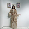 Middle East Sequin Flare Sleeve Modest Open Abaya Kimono