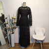 2021 Muslim Islamic Modest Maxi Dress Hollow Out Lace Plus Size Abaya