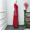 Modern Open Abaya Women Long Sleeves Red Party Wear Islamic Clothing Muslim Dresses