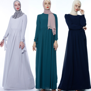 Ramadan New Modest Turkish Muslim Maxi Dress Chiffon Bow Sleeve Sleeve Abaya