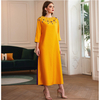 Middle East Contrast Color Beading Ankle Length Muslim Islamic Abaya