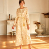 Middle East Floral Embroidered Muslim Islamic Open Abaya Lady Casual