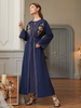 Handmade Floral Muslim Islamic Open Abaya Kimono Modest Maxi Dress