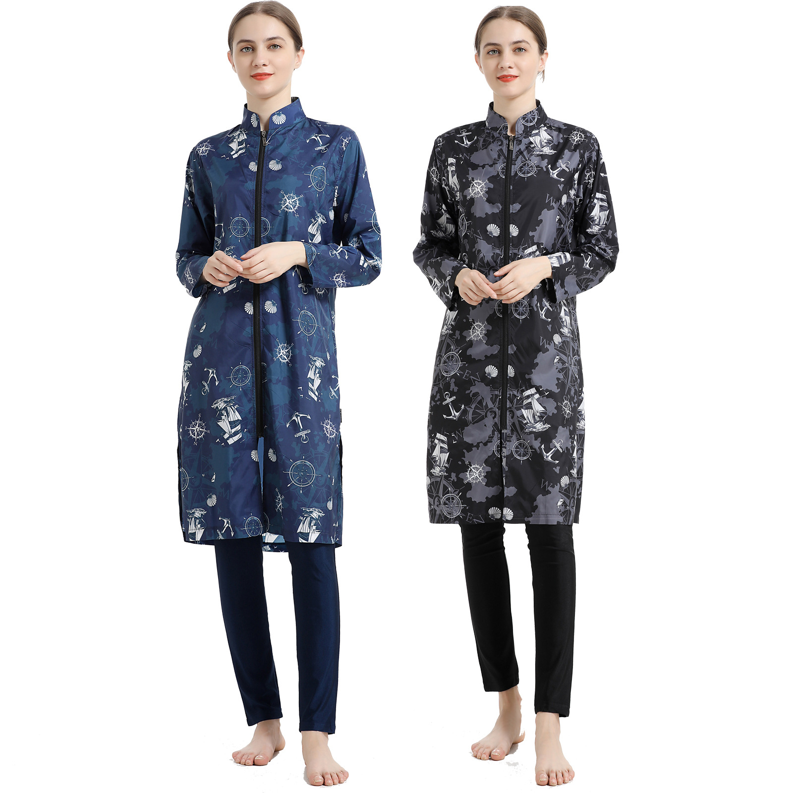 SIPO Tranditional Women Swimwear Burkini Muslim Islamic Maxi Length Digital Print