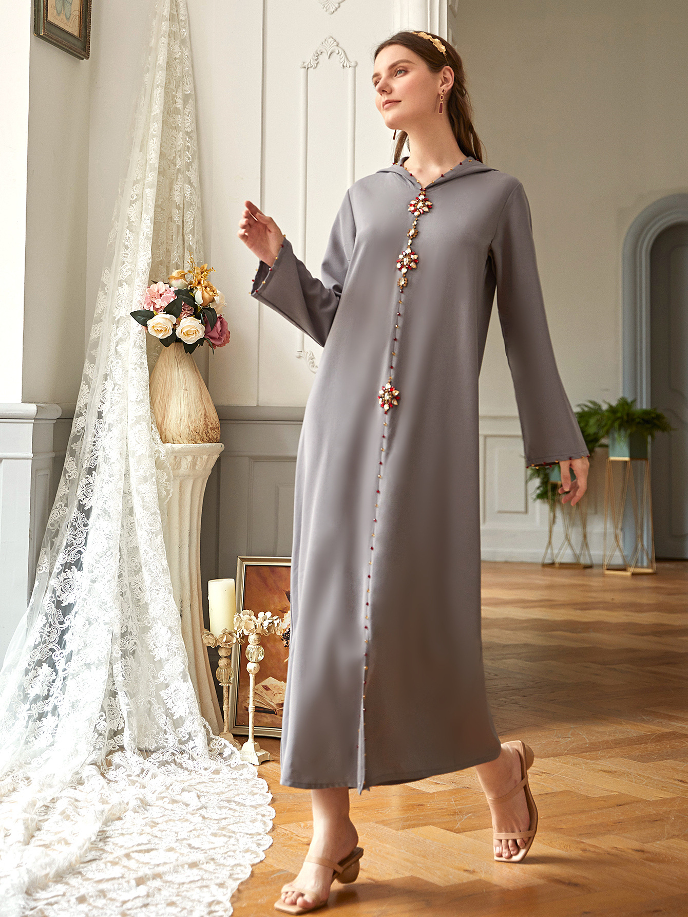  Muslim Women Dress Islamic Fall Clothing Jakarta Ladies Trumpet Sleeve Abaya