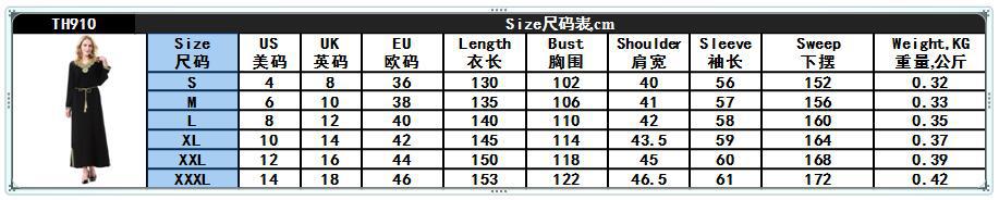 Black V-Neck Applique Breathable Long Sleeve Solid Muslim Islamic Women Abaya Dress Clothing (3)