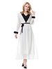 Burkha V-Neck Breathable Long Sleeve Color Stitching Muslim Islamic Clothing Dress Women Abaya