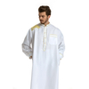Middle East Embroidery Full Length Modest Round Collar Muslim Man Thobe