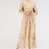 Ins Popular Mesh Floral Embroidery Modest Muslim Islamic Fashion Abaya Maxi Dress
