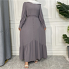 Cross-border Exclusively for The New Fashion Women's Solid Color Stitching Big Put on Muslim Dress