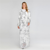 Luxury High-end Lace Fashion Hot Stamping Temperament Long-sleeved Dress Middle East Dubai Dress Long Skirt