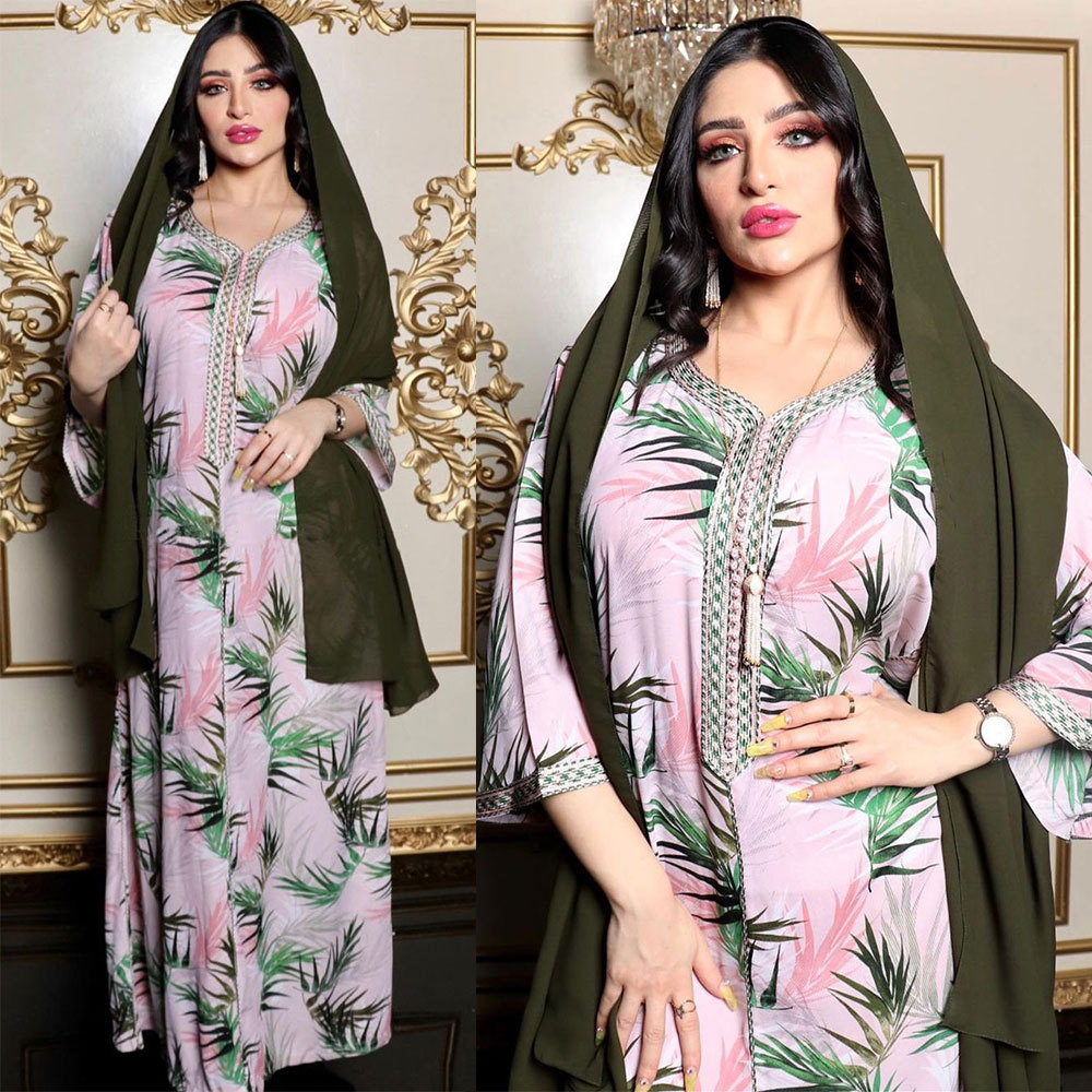  Islamic Clothing Modest Muslim Dress Women Maxi Print Vêtements Embroidery Cotton Borka Dubai Latest Designs Kimono Abaya