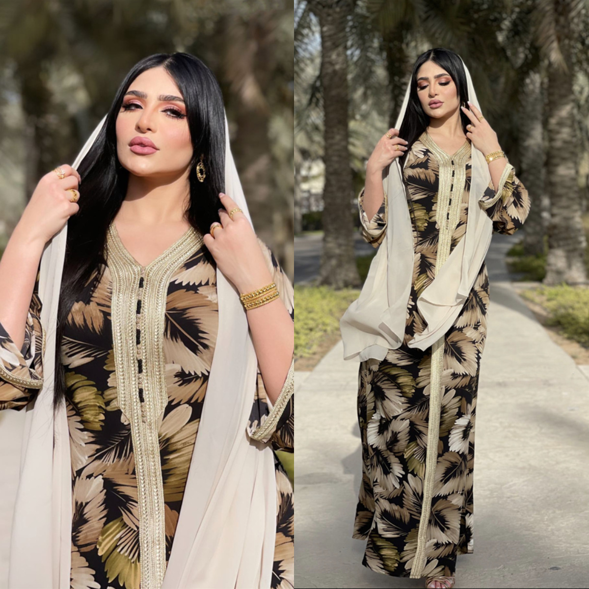 Borka Print Women Muslim Dress Latest Designs Vêtements Dubai Modest Maxi Embroidery Cotton Islamic Clothing Kimono Abaya