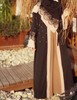 2022 New fashion women's lace stitching beaded lace Muslim cardigan robe without headscarf