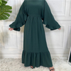 2022 Cross-border Exclusively for 2021 New Fashion Women's Solid Color Stitching Muslim Dress