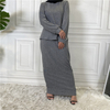 2022 Amazon AliExpress Hot Sale Fashion Simple Turkey Malaysia Pure Color Dress Set