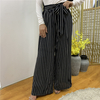 2022 European And American Muslim Casual Women's Striped Wide Leg Pants Trousers
