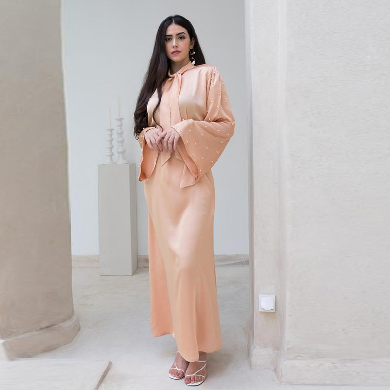  Fashion Kaftan Islamic Clothing Modest Borka Kimono Open Fabric Dubai Wholesale Muslim Dress Embroidery Abaya