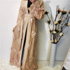 2022 Cross-border Middle Eastern Fashion Women's Abaya Mesh Embroidery Lace Cardigan Robe