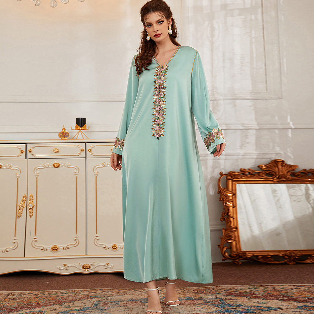 Dubai Modest Fashion Best Selling Islamic Muslim Temperament Robe Maxi Dresses Loose Abaya