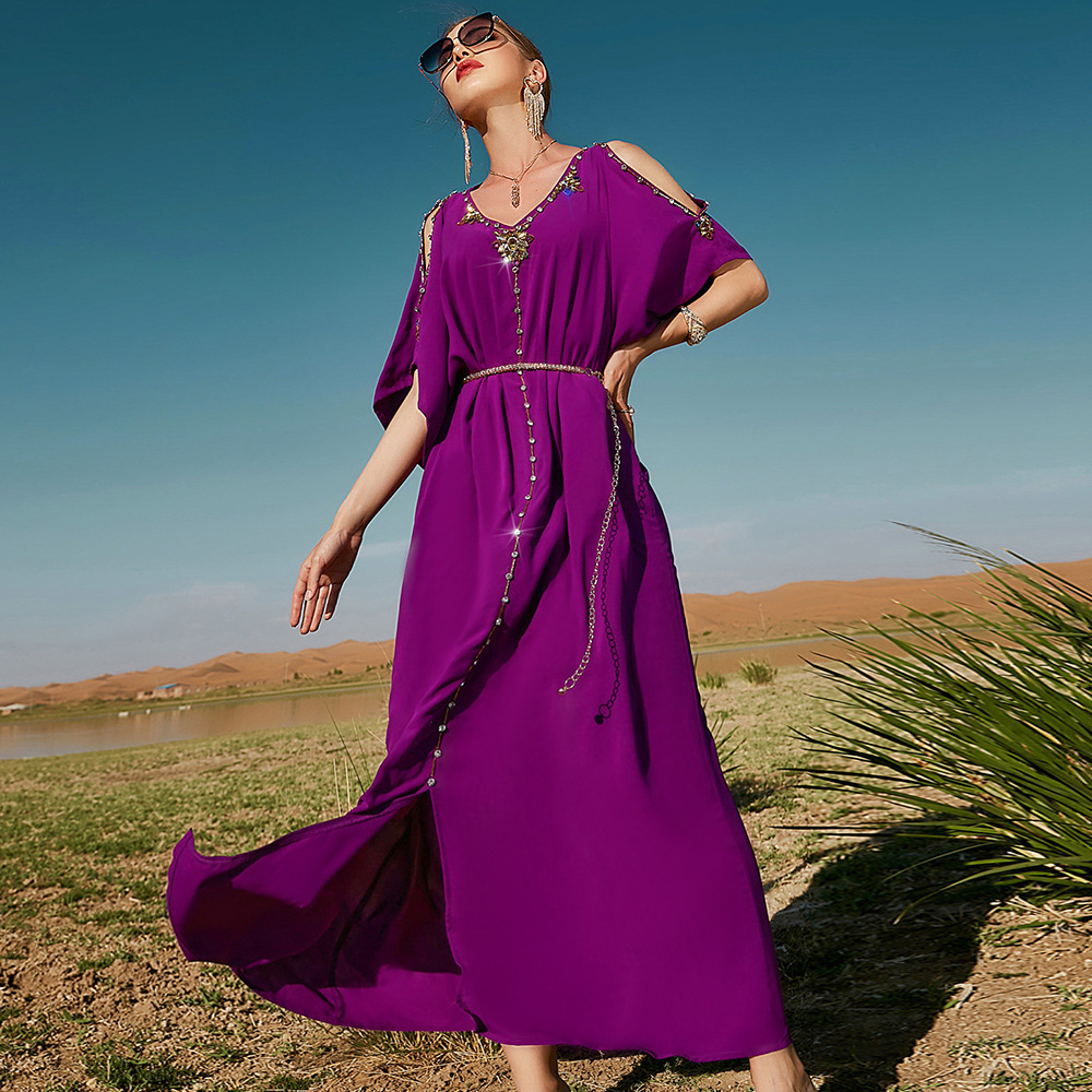 Muslim Dubai Handmade Robe Modest Fashion Middle East Islamic Maxi Dresses Loose Abaya