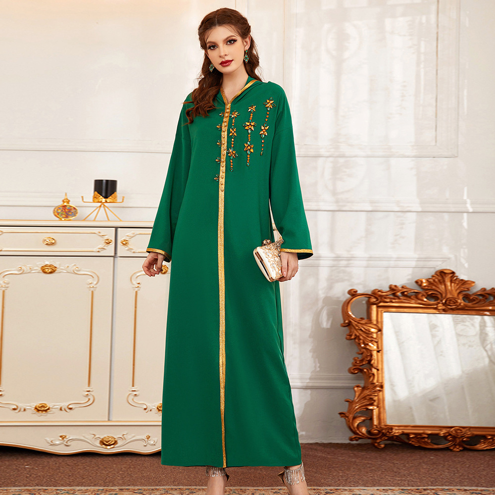 Muslim Dubai Modest Fashion Handmade Robe Middle East Islamic Maxi Dresses Loose Abaya