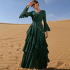 Dark Green Chiffon Dubai Modest Fashion Best Selling Islamic Muslim Robe Maxi Dresses Loose Abaya