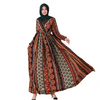 Muslim Printed V-neck Robe Modest Fashion Middle East Islamic Maxi Dresses Loose Abaya