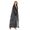 European And American Muslim Women Plaid Loose Long-sleeved Lace Robe 