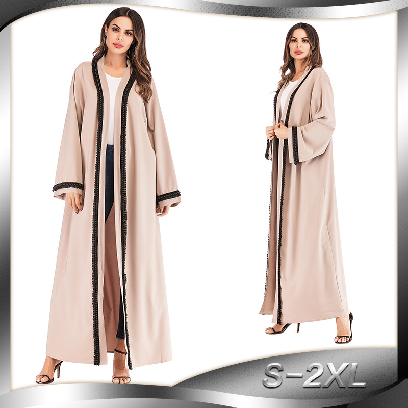 Amazon Hot Models Middle East Muslim Beaded Cardigan Robe Women Arab Hui Long Dress