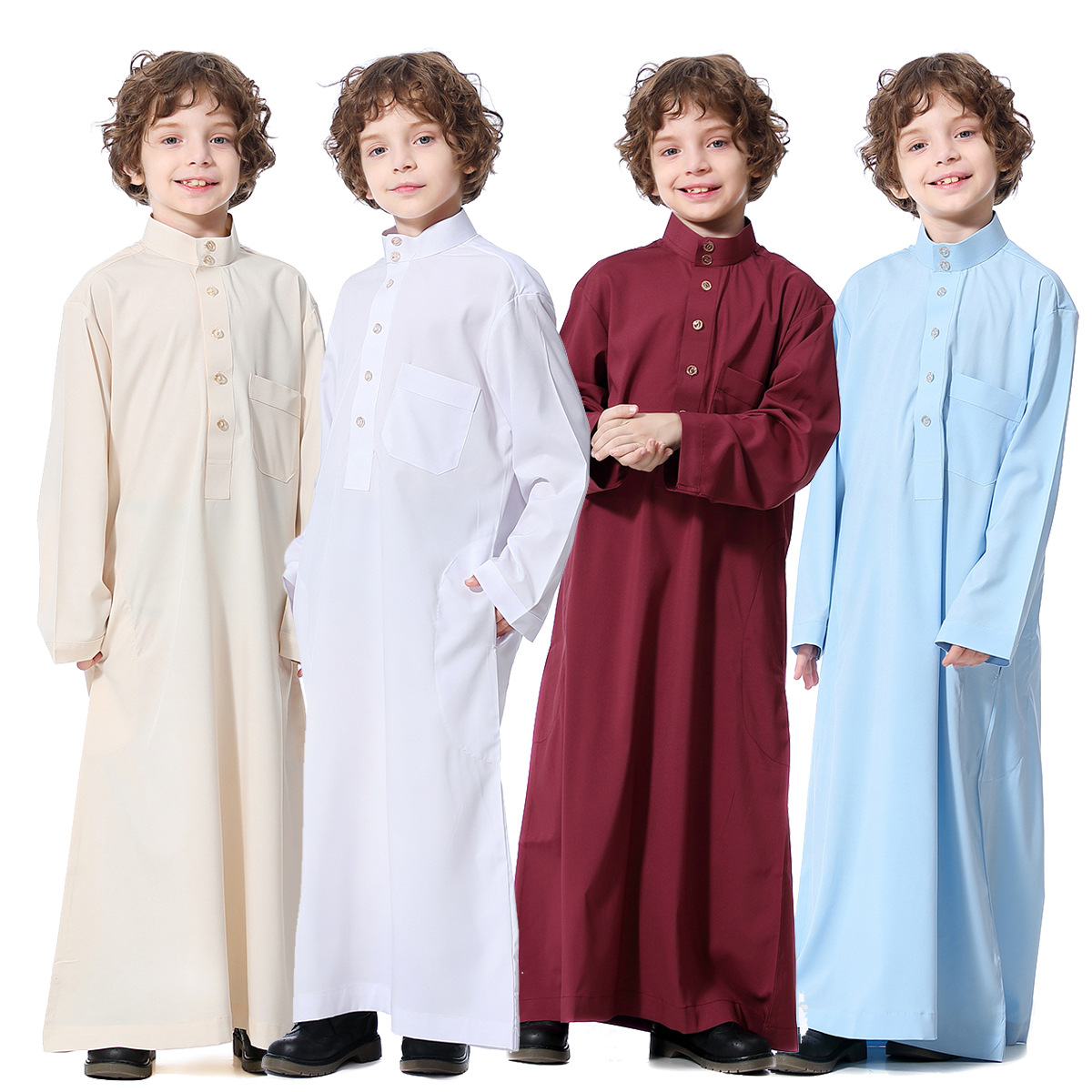  Modest Designs Boy Thobe India & Pakistan Clothing Chemises Hommes Islamic Sherwani 2021 Sets for Boy Muslim Salwar Kameez Kids Kurta