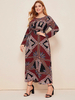 Arab Fashion Hui Long Dress Loose Big Size Retro Long-sleeved Muslim Dress
