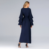 European And American Trend Round Neck Loose Tie Multi-layer Pile Long Sleeve Long Dress Women