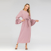 Middle Eastern Fashion Muslim Women's Plus Size Round Neck Slim Pleated Sleeve Dress