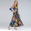 New Fashion Plus Size Dress European And American Slim Long Sleeve Big Swing Beach Dress