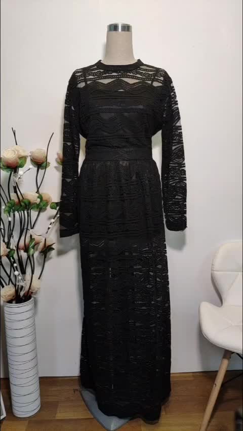 2022 AliExpress Amazon Explosive Women's Dress Hollow Lace Large Size Sexy Long Skirt