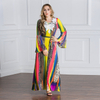 AliExpress Amazon Hot Selling Fashion Women's Color Printed Long Dress Abaya