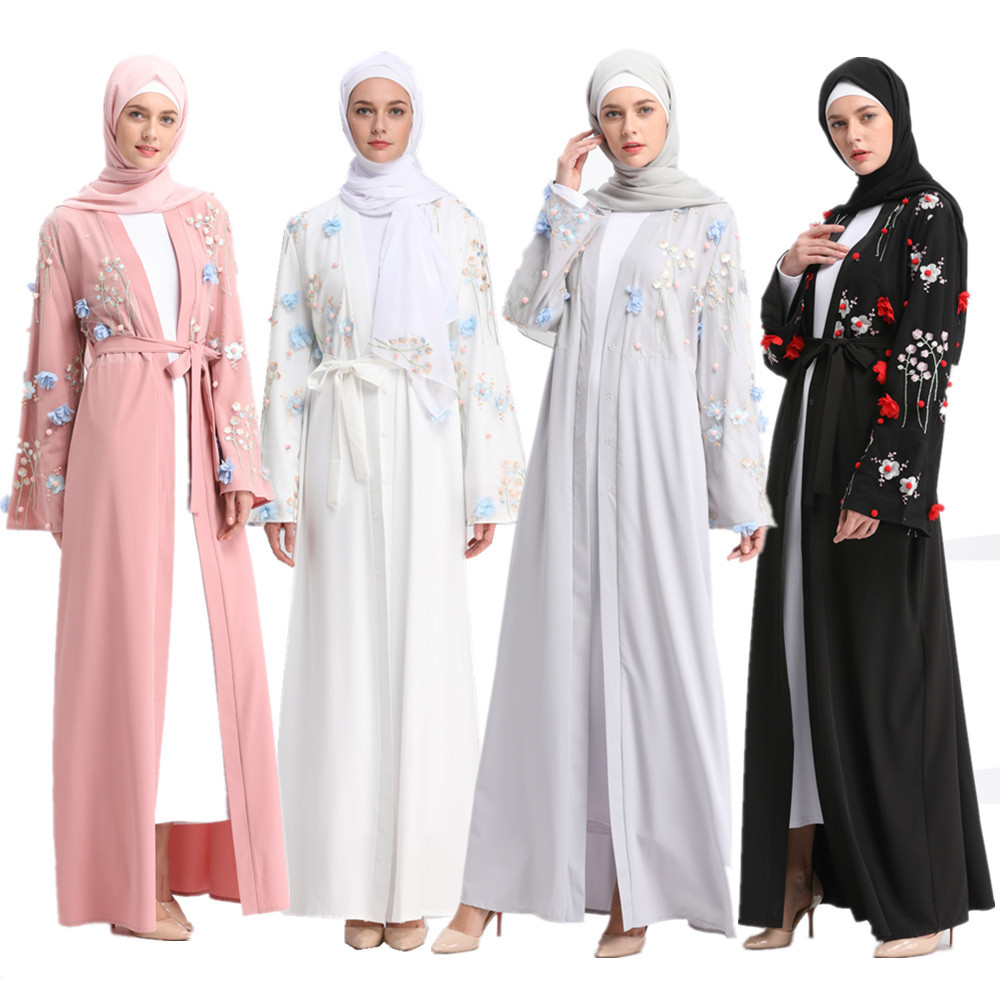 Color Cardigan New Maxi Dresses Emirates Modest Fashion Islamic Muslim Open Abaya