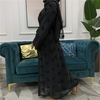 European And American Muslim Three-dimensional Flower Mesh Loose Lace Long-sleeved Cardigan Robe Women