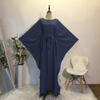 Cross-border Fashion Stitching Feather Elegant Loose Muslim Robe Bat Sleeve Plus Size Women's Dress