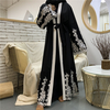 European And American Muslim Women's Fashion Mesh Stitching Embroidery Loose Lace Cardigan Robe