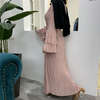 Foreign Trade Plus Size Women's Fashion Pleated Long-sleeved Beaded Muslim Dress Dress